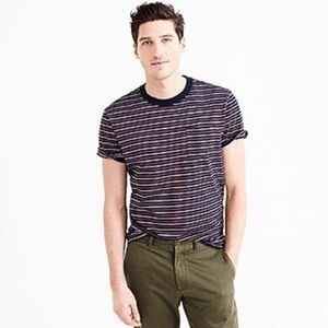 J. Crew • Men’s Red White Blue Striped Pocket Tee Shirt